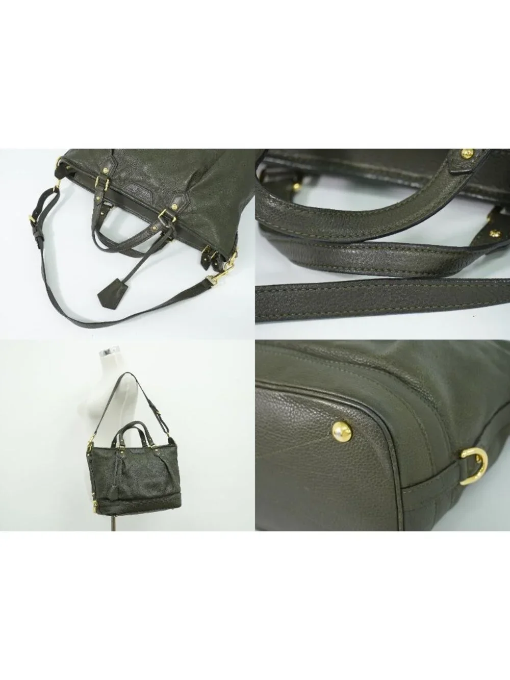 Louis Vuitton LV Stella PM Mahina Leather 2-Way Shoulder Bag Emroad Khaki